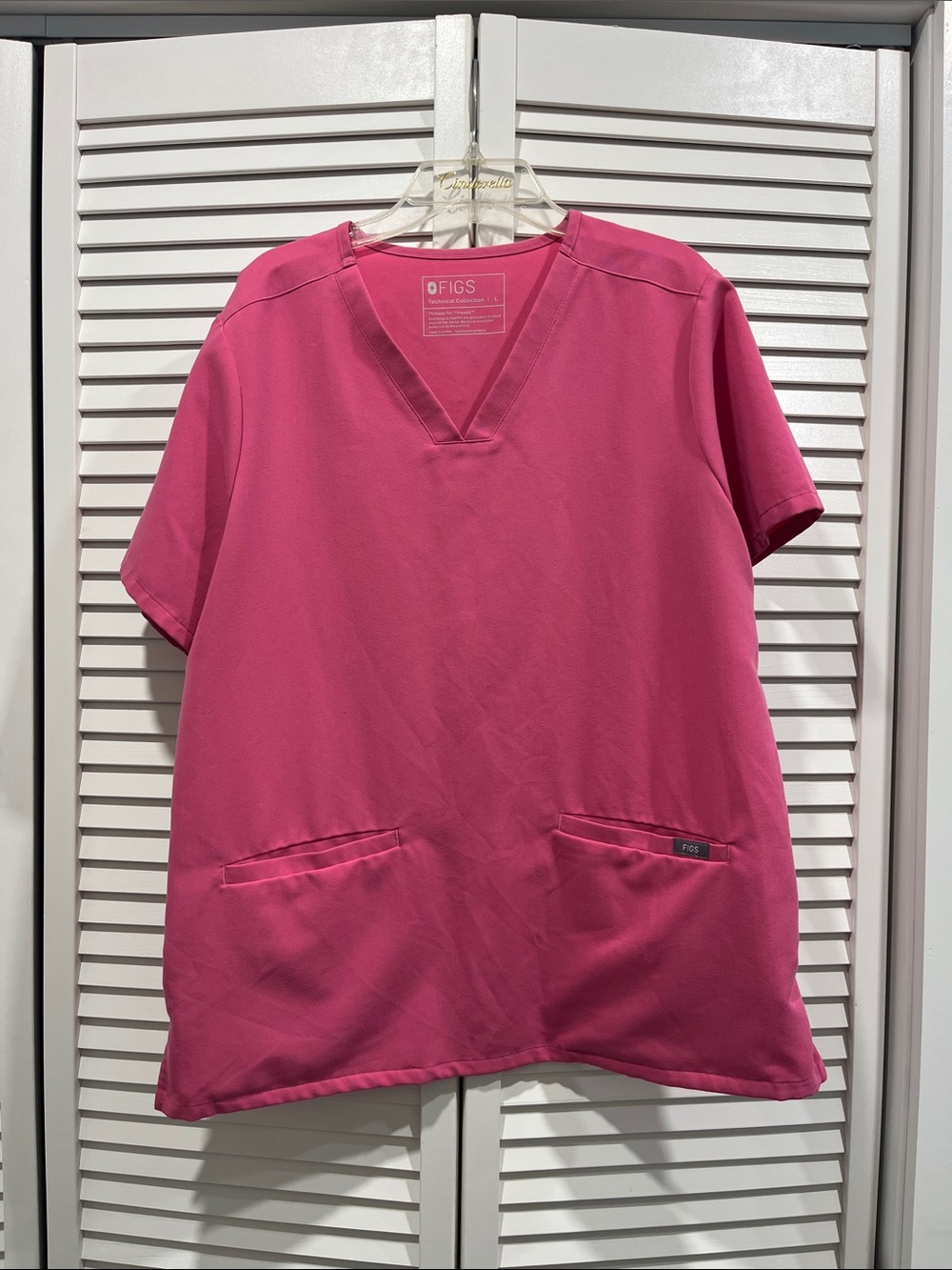 Figs Hot Pink V-Neck Scrub Top